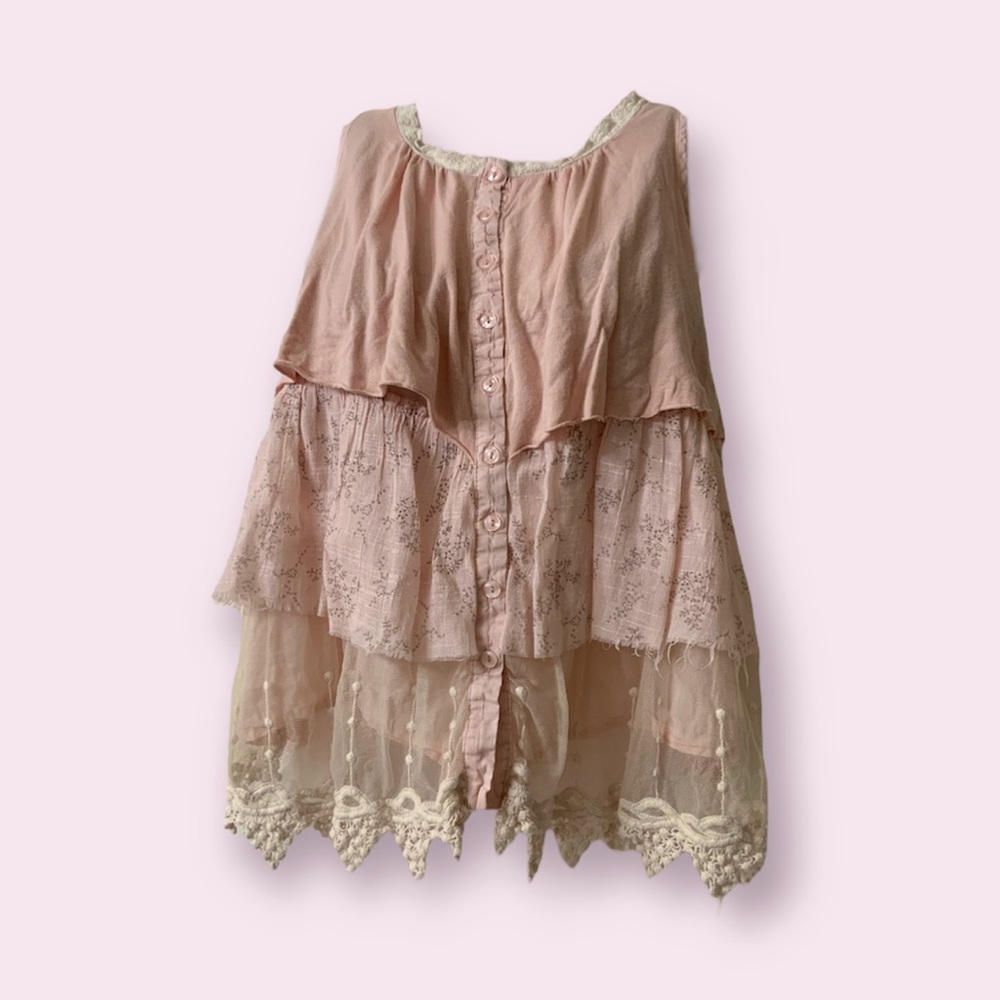 Light Pink Aniina Three Layer Tank with Lace